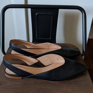 Madewell Black Ava Leather Slingback Flat